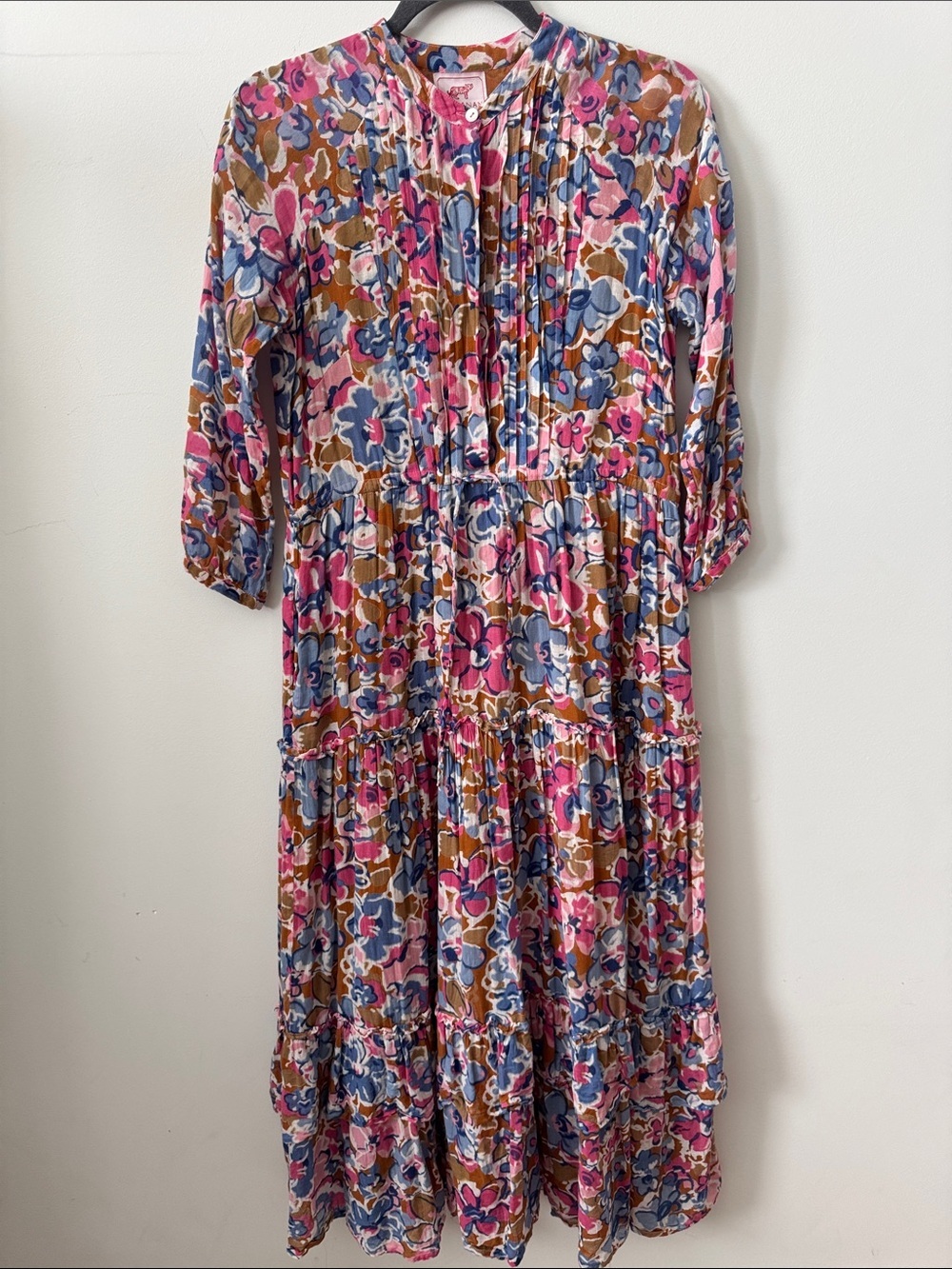 Banjanan Floral Long Sleeve Midi Dress Size XS